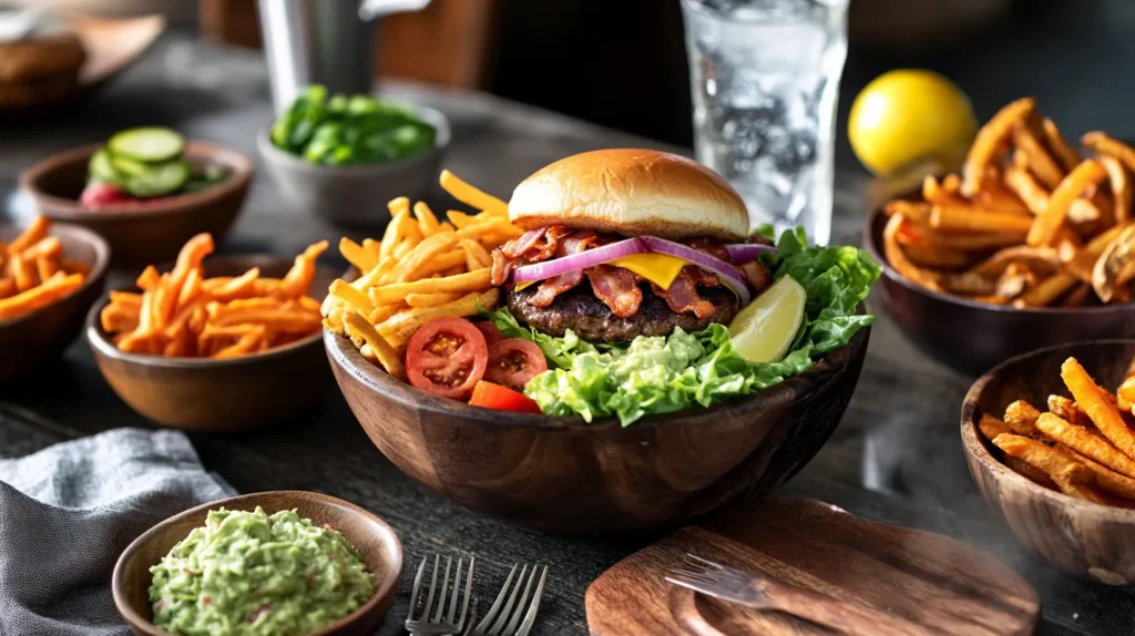 Burger Bowl with Side Dishes