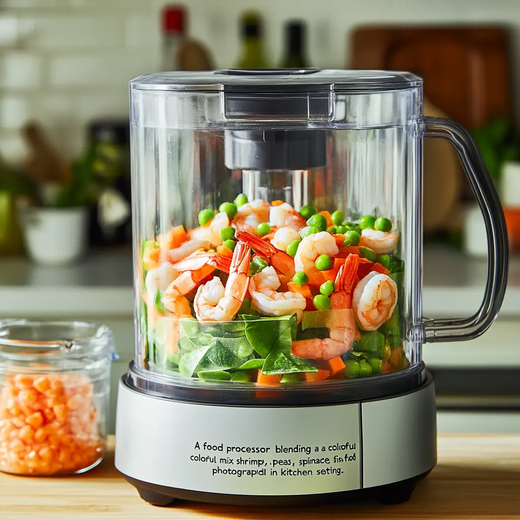 Ingredients being blended in a food processor.